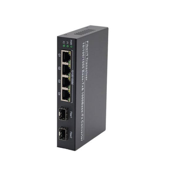 2 Port SFP Gigabit Fiber Switch 4 Port RJ45 Copper Fiber Media Converter