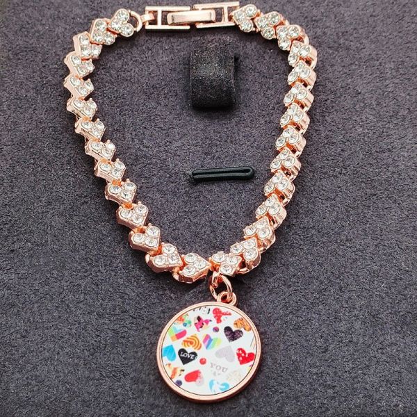 Double Sided Printing Sublimation Rhinestones Bracelet Ins Style