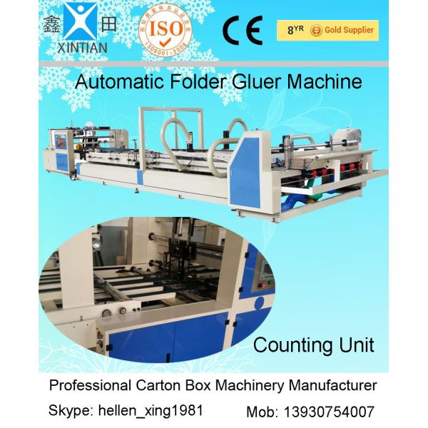 Automatic Corrugated Box Folder Gluer / Carton Folding Gluing Machine 380V