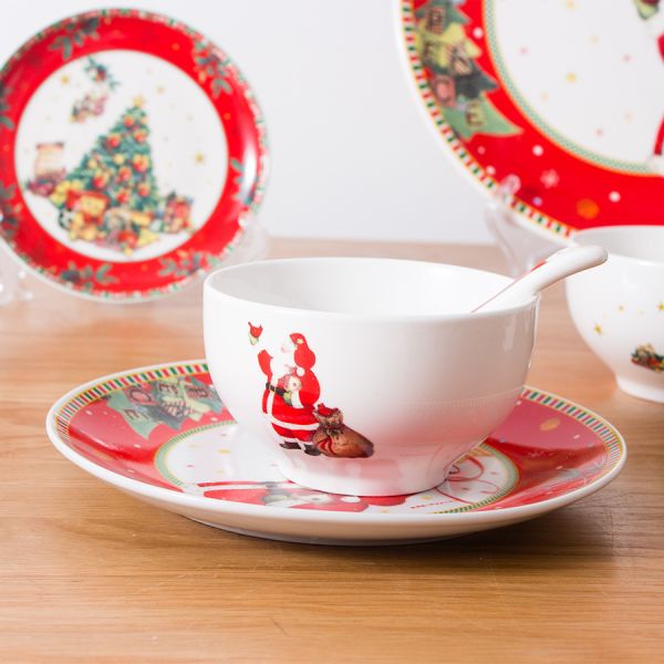 Christmas Colored Porcelain Dinnerware Cartoon Party Gift Box