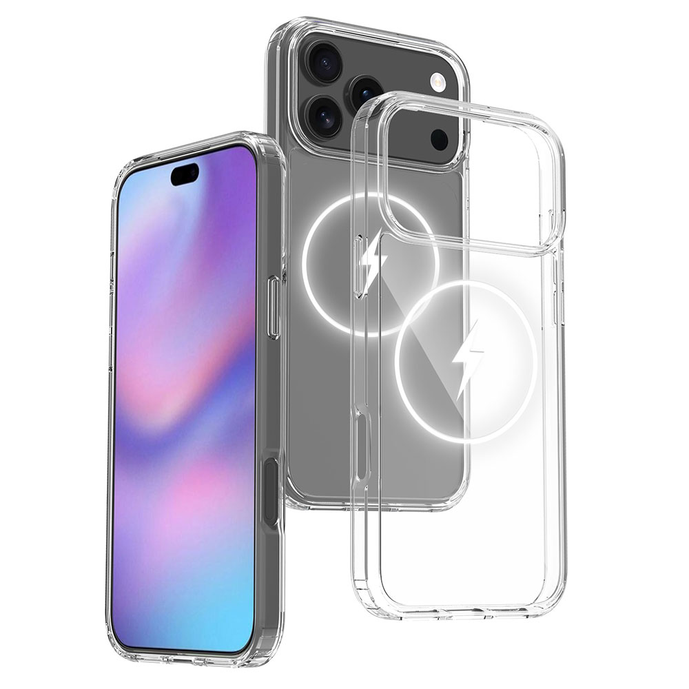For iPhone 17 Pro Max Magnetic Clear TPU+PC Case with Wireless Charge Shockproof & Anti-Fingerprint Features