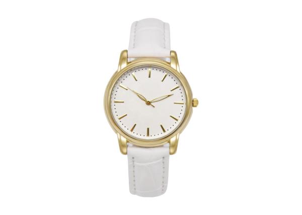 30MM Diameter Alloy Women Quartz Watches Hardened Glass With PU Leather Strap