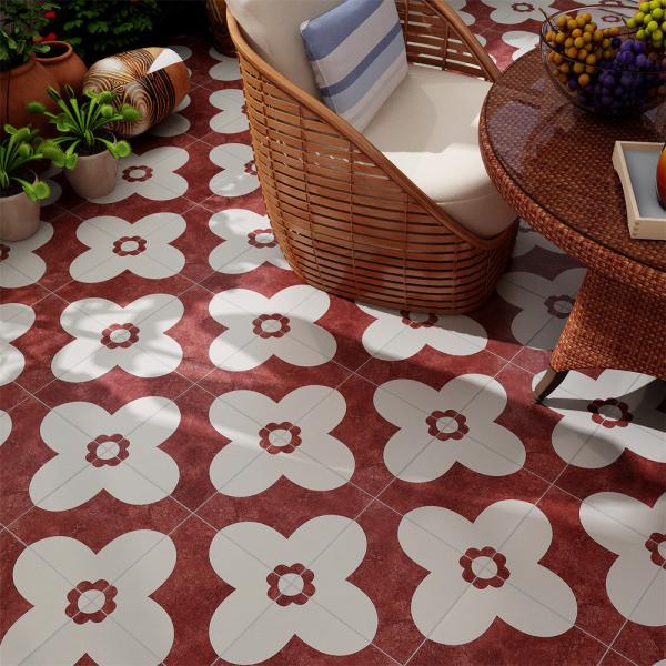 Red 20x20cm Ceramic Rustic Tile Indoor Floor Wall
