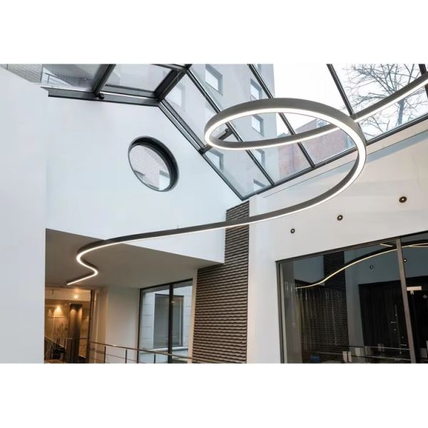 Oval Arc Curved Layout Circle LED Linear Light Aluminum Profile For Office Cafe 240V