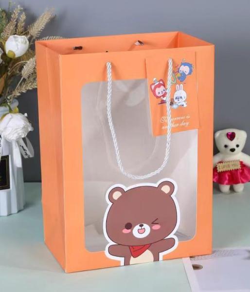 Custom Paper Gift Bags With Die-Cut Window For Romantic And Festive Packaging
