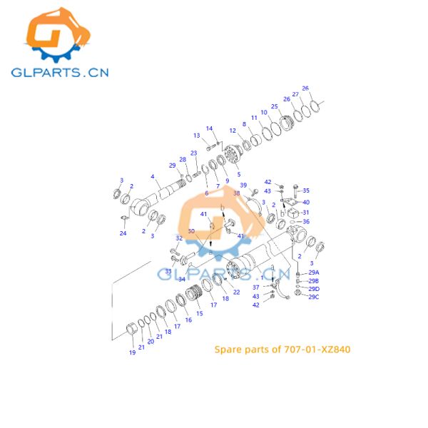 707-01-XZ840 PC200-8 Excavator Hydraulic Arm Cylinder For Komatsu Replacement Parts