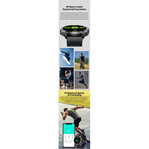 Eraysun GPS Motion Measure Rate HK08 Smartwatch 1.43 Inch AMOLED Screen HK08 Smart Watches