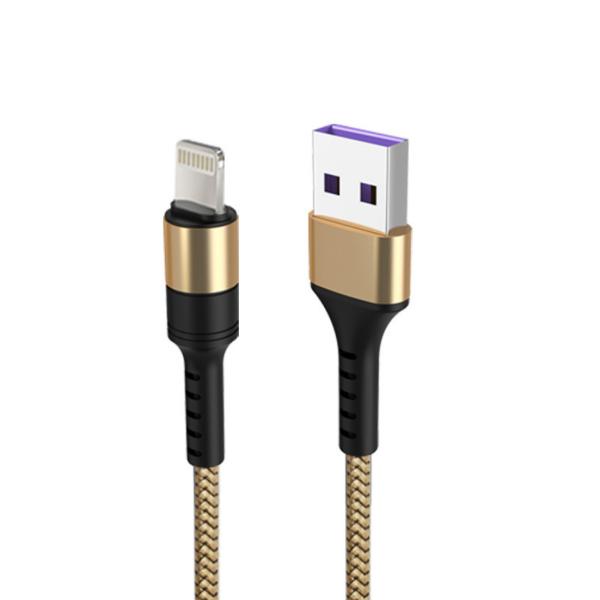 3A Nylon Braided Lightning Cable , Nylon Micro Usb Cable  For Apple Charging Cord