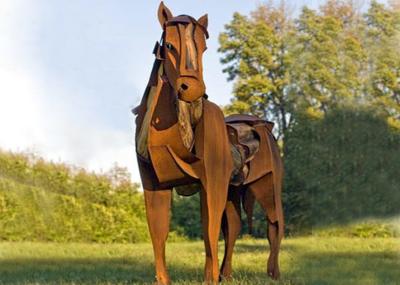 Finissage rouillé grandeur nature de sculpture en cheval en métal/de sculpture en jardin cheval en métal