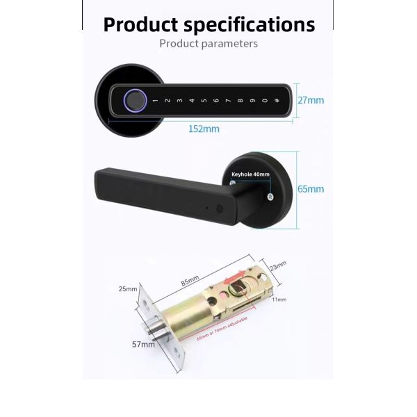 Tuya Smart Biometric Door Lock WiFi Semiconductor Fingerprint Sensor Retrofit Knob Replacement