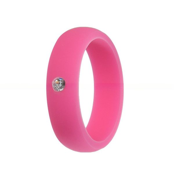 Wedding Silicone Rings Breathable 5.7mm with Cubic Zirconia Inlay Multi Colors