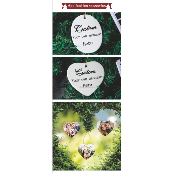 2025 Custom Logo Christmas Ceramic Ornaments Personalized Sublimation Blanks for Decorations Novelty Gifts