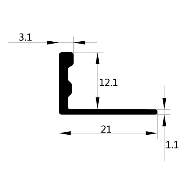 12mm L Shape Metal Tile Trim Aluminum Wall Tile Trim Edging