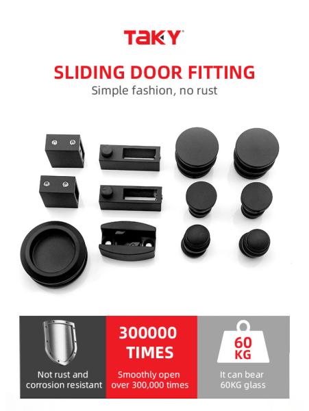 Round Tray Shape Black Sliding Shower Door Kit for 8-12mm Safe Glass Hardware Included