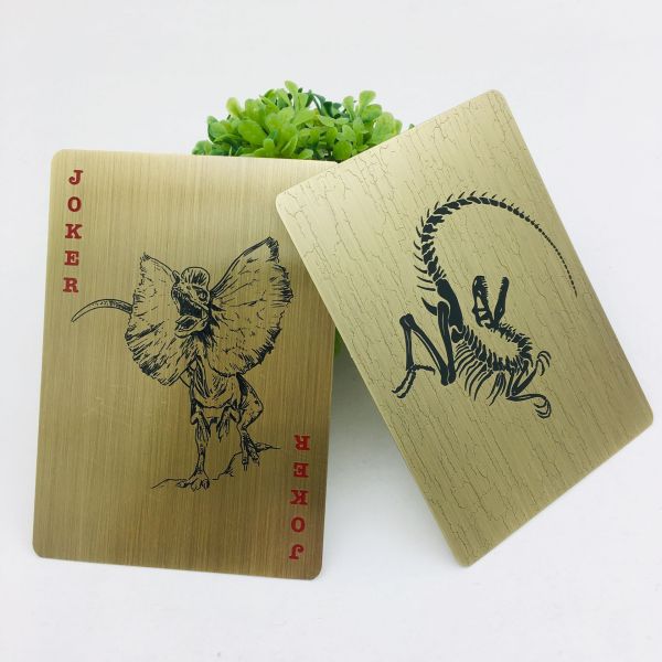 Durable 0.8Mm Thick Metal Gold Bicycle Playing Cards Custom Logo Waterproof