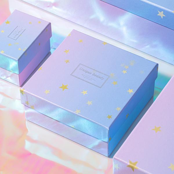 Gradient Gift Box Set Luxury Cosmetic Perfume Packaging With Gold Stars