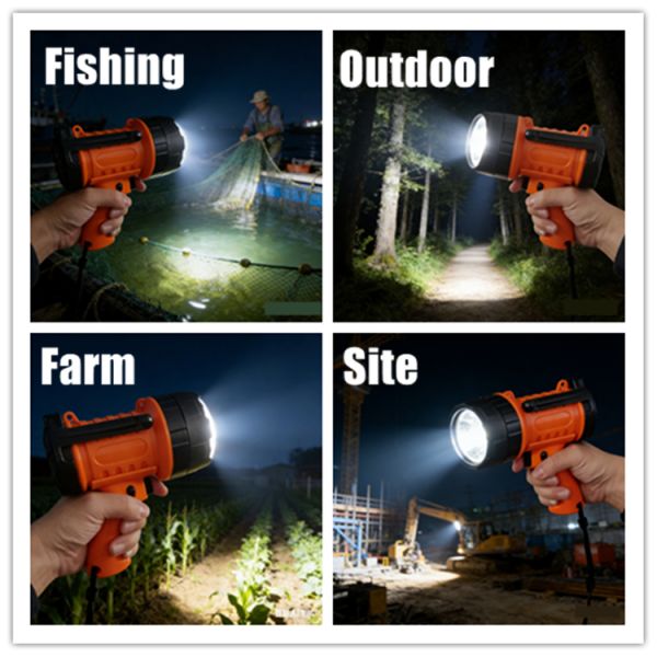 Compact 6000 Lumens Rechargeable LED Spotlight IP66 For Marine Site