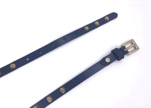 5/8 Width Ladies Rivet Leather Skinny Belt Hexagon Studded For Jeans