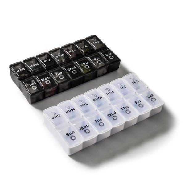 Detachable  Plastic weekly 14 cases medicine pill box case storage Organizer Dispenser 7 days planner  black white day night