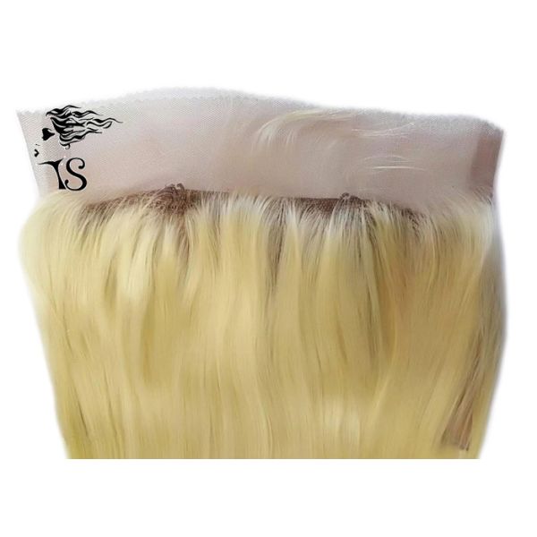 14 Inch Silky Straight 360 Lace Frontal Wig , Blonde 360 Lace Frontal With Bundles
