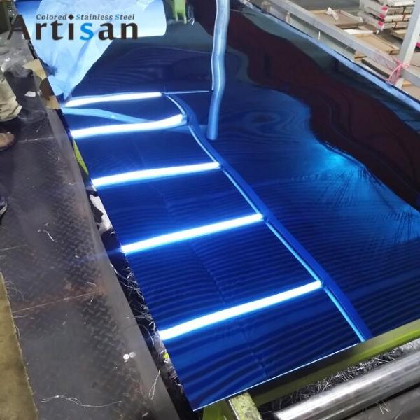 Panneau PVD en acier inoxydable à miroir bleu standard ASTM