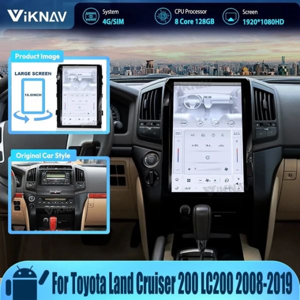 16 дюймовый Android авто стерео для 2010-2013 Toyota Cruiser 128G навигация GPS мультимедийный проигрыватель беспроводной Carplay 4G