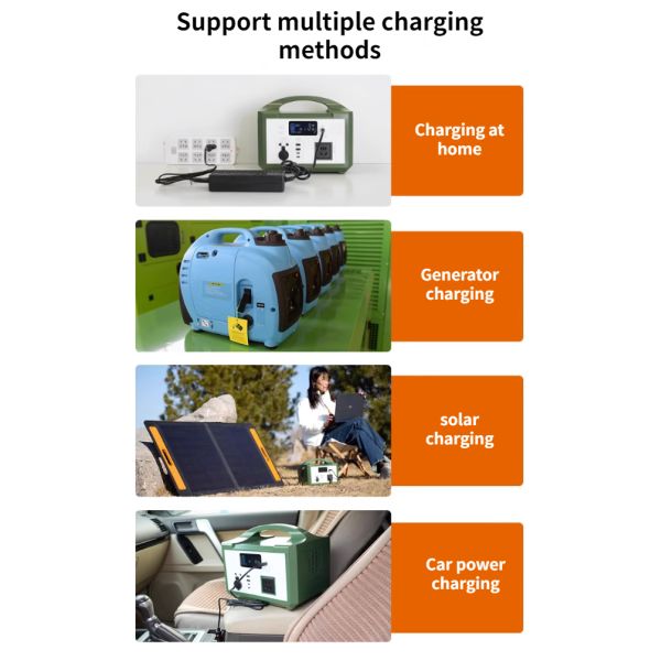 600W Portable Power Station with Lithium Iron Phosphate Battery and Pure Sine Wave AC Output