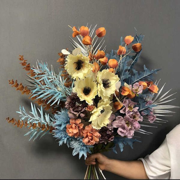 Bouquet De Fleurs Artificielles Material Flores artificiales para la decoración de bodas en el hogar Bouquet