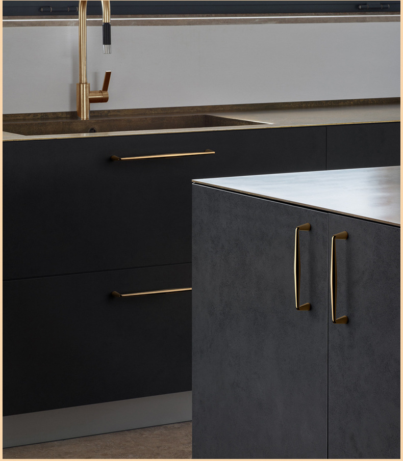 Contemporary Gold Brass Zinc Pull Handles & Door Knobs for Exterior Outdoor Kitchen Bedroom Bathroom-Easy Installation