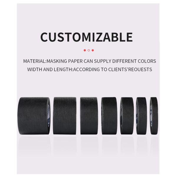 Rubber Black Crepe Paper Adhesive Colorful Masking Tape