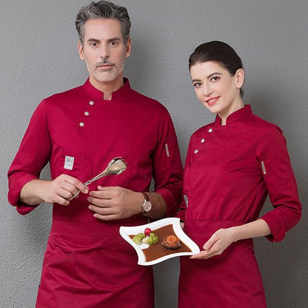 Kitchen White Chef Uniform Tops Unisex Design Washable  Poly / Cotton