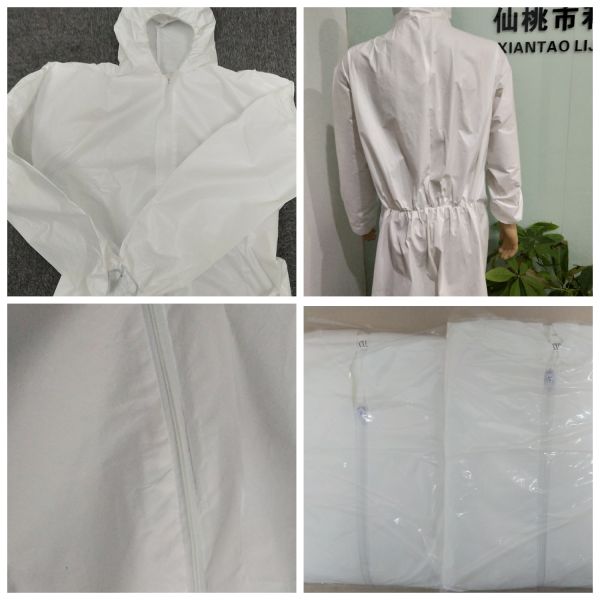 Waterproof White Microporous Disposable Hooded Coveralls