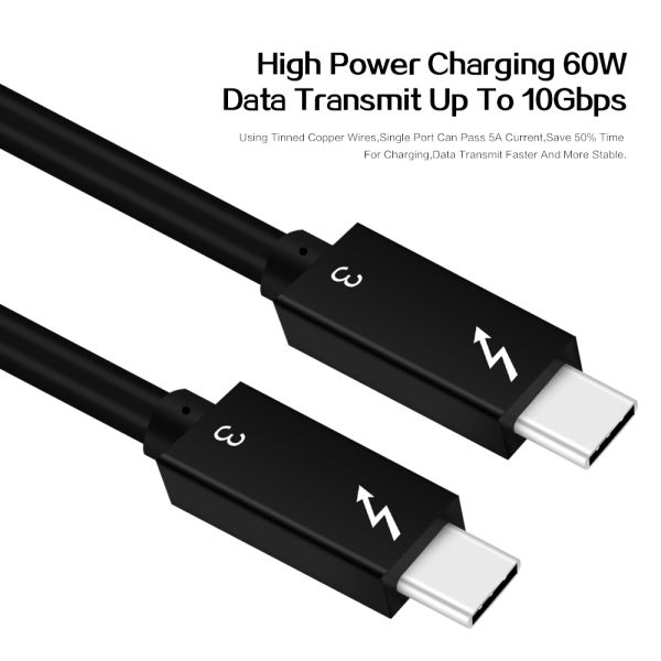 Thunderbolt 3 Certified USB Type C Cable 40Gbps Supports 100W with PD Charger Function