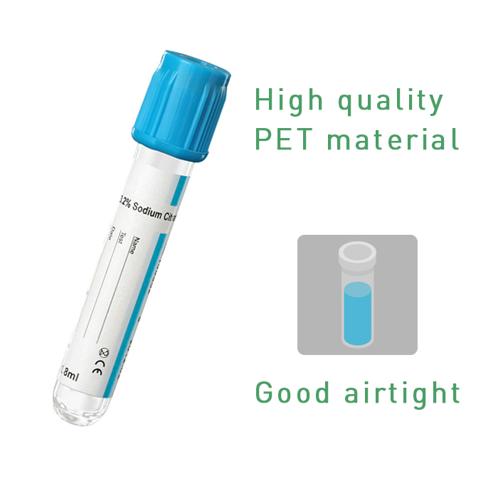 Medical Hospital Glass PET Disposable 1-5ml Test Tube With 3.2% Sodium Citrate Vacuum Blood Collection Tube