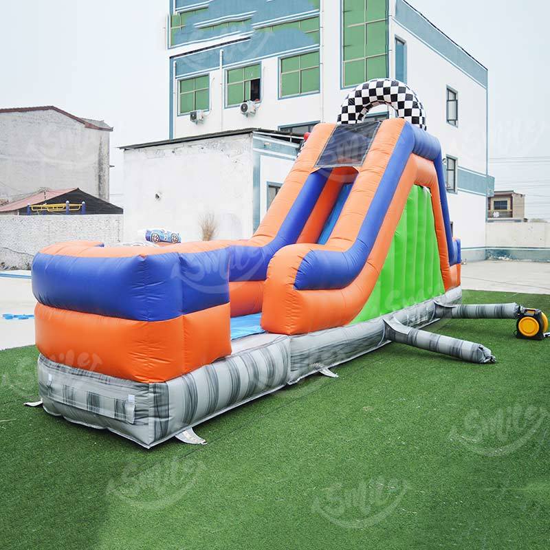 Commercial Grade Racing Car Inflatable Obstacle Course for Party Rental, Racing Track Bouncy Castle Slide Tunnel Combo