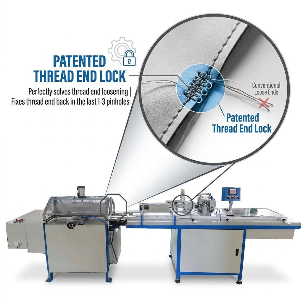 Center Saddle Thread Sewing Inward Folding Machine With Patented Thread End Lock Function