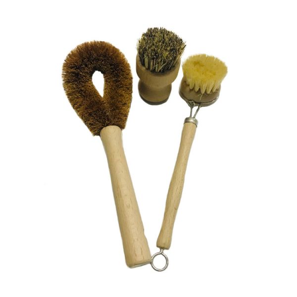 Wooden Cocout Sisal Household Cleaning Brushes 27cm Wooden Washing Up Brush