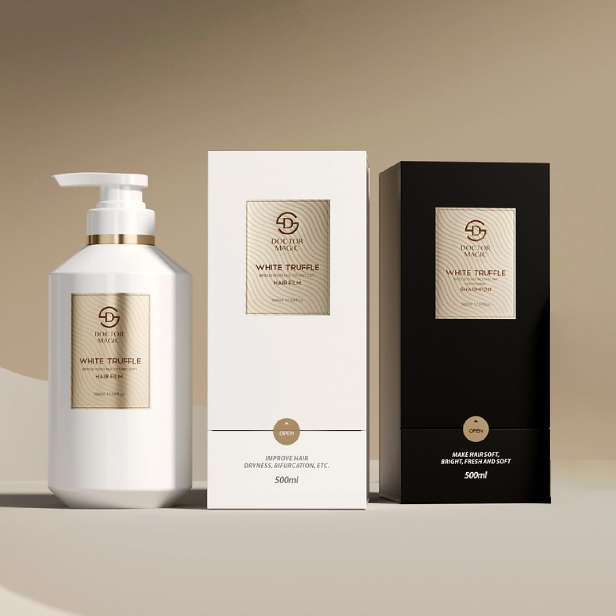 3 Bottle Rigid Roll on Perfume Box in Gold Black Luxury Cosmetic Packaging Box with Magnetic Closure