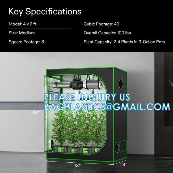 Grow Tent, Growing Room, 600D Mylar Highly Reflective Aluminum Hydroponic Plant Growing Tent Insulation Grow Room