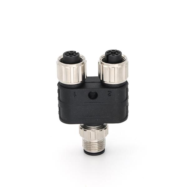 IP67 M12 Y Distributor Connector Male 4 Pin To Female 4 Pin A Coded