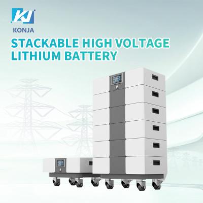 KonJa 288V 100Ah Baterias solares empilháveis 28.8kWh Bateria de lítio empilhável de alta voltagem