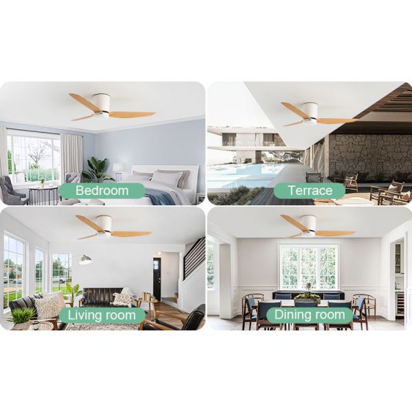 Iluminação personalizável Ventilador de teto de 52 polegadas com controle remoto e luz LED de 3 cores