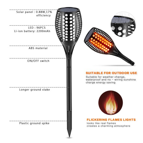 ABS Solar Panel Yard Lights , Outdoor Solar Spotlights Landscape Upgraded Torches