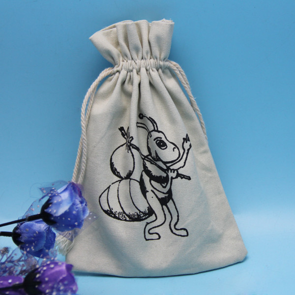 Natural Color Embroidery Muslin Cotton Gift Bag 10x12cm