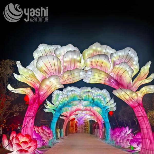 Outdoor Chinese Festival Lantern 3D Arch Gate Sculpture Traditional
