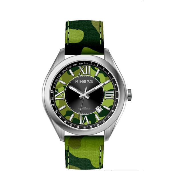 43.0mm Round Leather Quartz Watch Big Face Colorful Vogue For Men