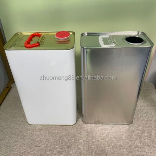 5L Rectangle Oive Oil Tin Cans Silver White Metal Tinplate for Food Cooking Oil