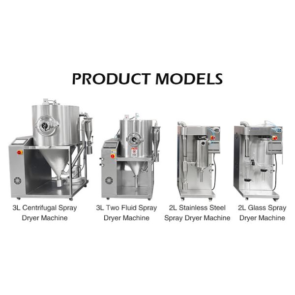 1500 ml/h ~ 2000 ml/h Secadora con aerosol de laboratorio de vidrio para leche de tomate café huevo en polvo suero de leche