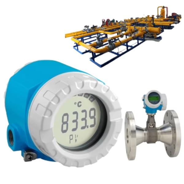 Dispositivo de control de presión/caudal con caudalímetro vortex Proline Prowirl D 200 de Endress+Hauser y transmisor de temperatura ITEMP TMT188