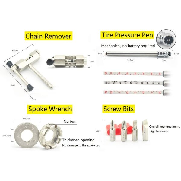 Portable Bike Repair Tool Kit 44pcs for Mountain and Road Bikes Packing Size 34*32.5*28cm
